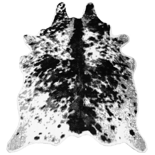 MustMat Faux Cowhide Rug Cow Print Rug Western Cowhide Area Rugs for Living Room (Black and White, 2.6ft x 4.1ft) - Image 1