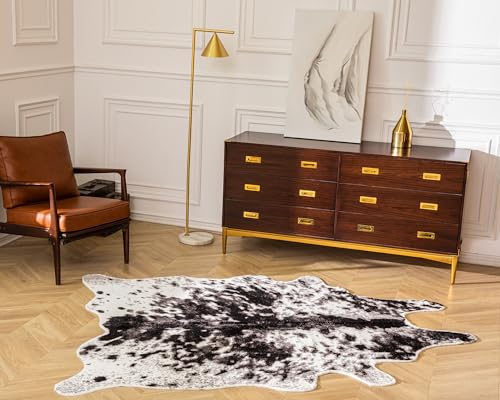 MustMat Faux Cowhide Rug Cow Print Rug Western Cowhide Area Rugs for Living Room (Black and White, 2.6ft x 4.1ft) - Image 2