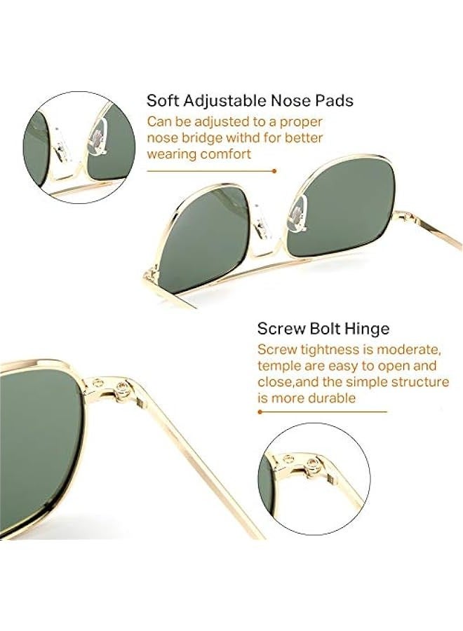 Mens Aviator Sunglasses Polarized 55mm Pilot Military Square Shades with Bayonet Temples - Image 5