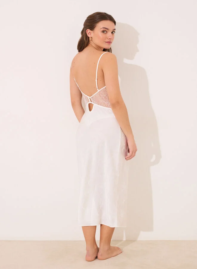 women'secret White satin midi nightgown
