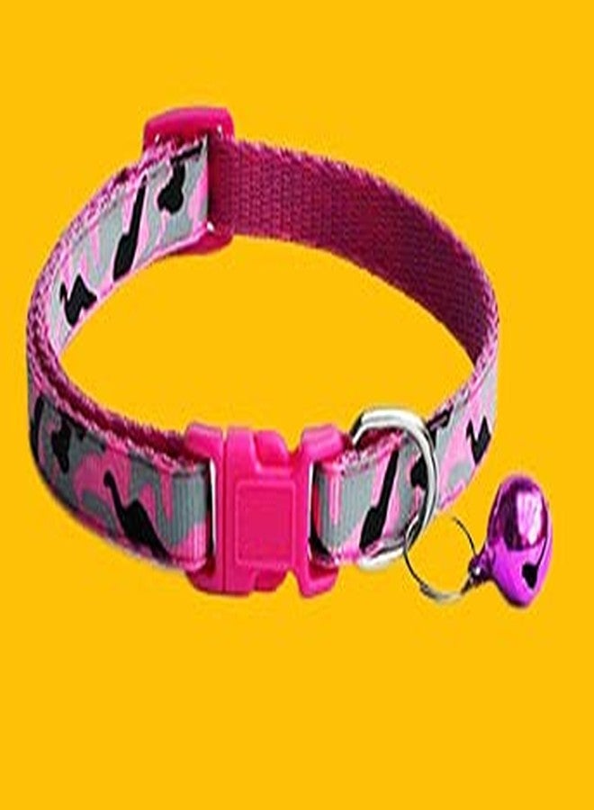 Pet Guard Adjustable Length Cat Collar with Bell Designer Collar (1Pcs Pink Color) - Image 4