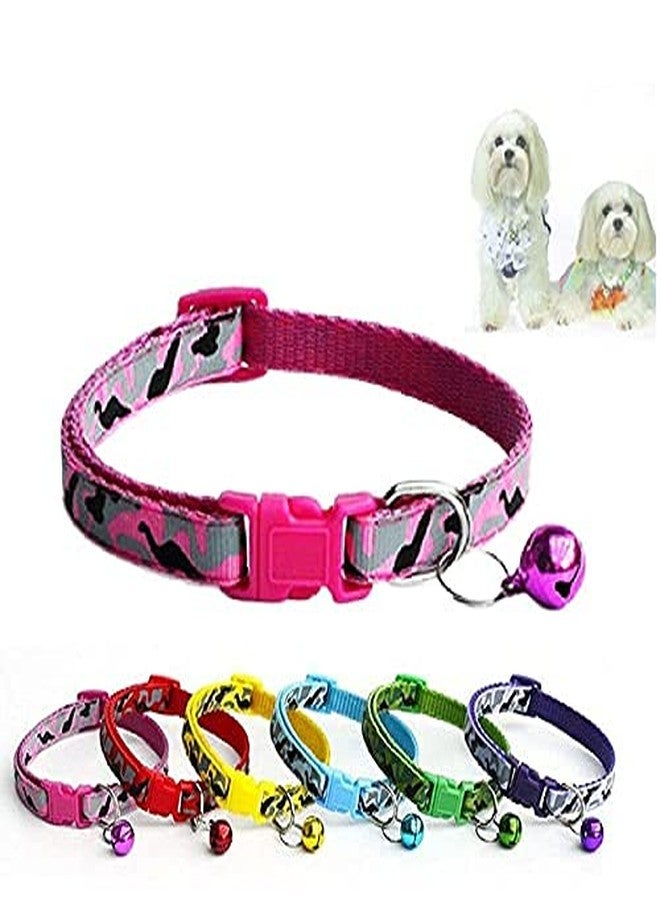 Pet Guard Adjustable Length Cat Collar with Bell Designer Collar (1Pcs Pink Color) - Image 1
