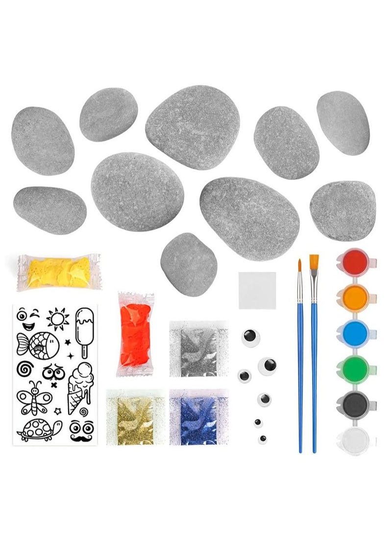 GGEROU مجموعة الرسم على الصخور للأطفال، أدوات فنية وحرفية، مجموعة أدوات صنع كواكب المجرات للأطفال، ديكورات نجوم ملونة تتوهج في الظلام للأولاد والبنات - Image 2