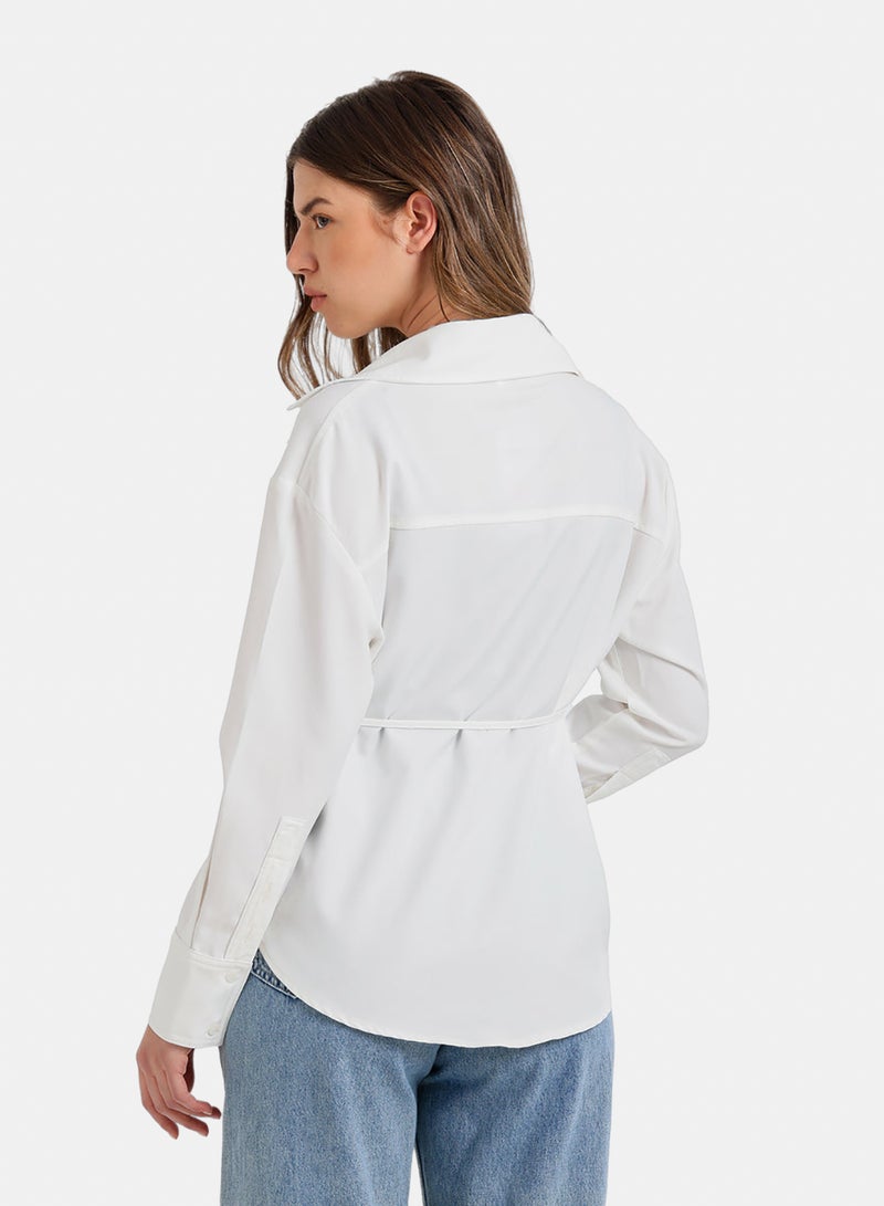Carina Cinched Hidden-Placket Shirt - Image 3