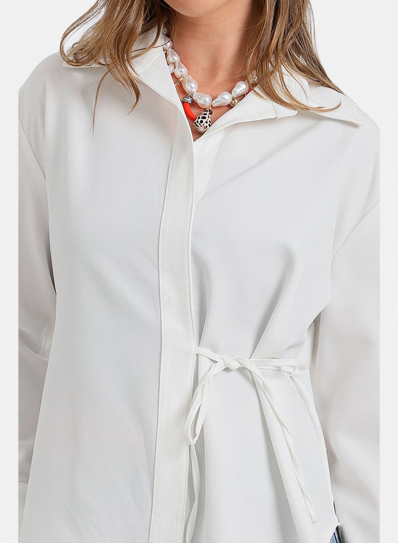 Carina Cinched Hidden-Placket Shirt - Image 4