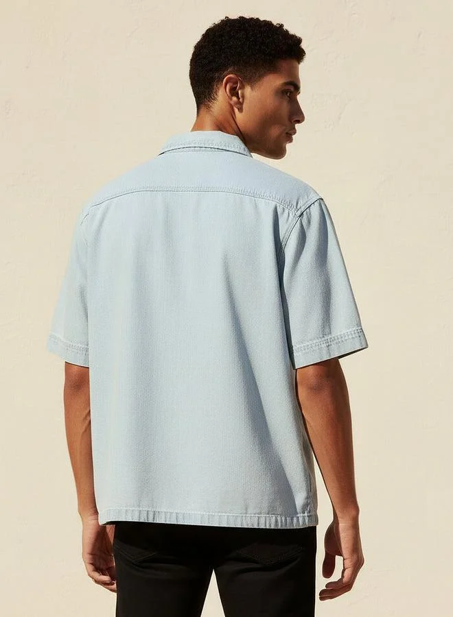 Lee Cooper  Lee Cooper Men Regular Fit Camp Collar Short Sleeve Shirt for Men | Best Price UAE