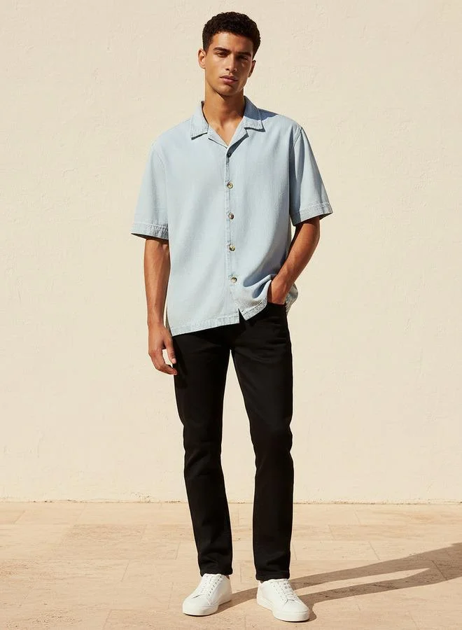 Lee Cooper  Lee Cooper Men Regular Fit Camp Collar Short Sleeve Shirt for Men | Best Price UAE