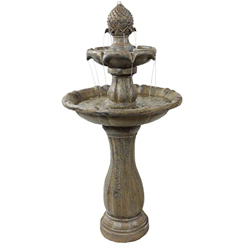 Sunnydaze Sunnydaze Pineapple 46Inch 2Tier Outdoor Solar Fountain  Decorative Water Fountain with Pump for Garden Patio Yard or Balcony  Earth Finish 