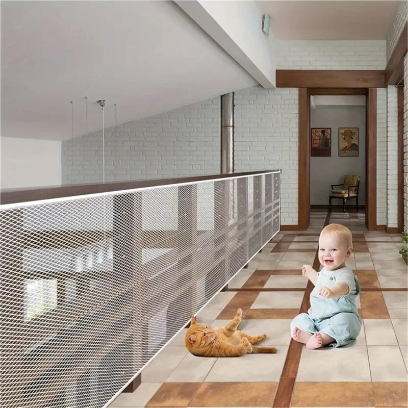 White Fine Mesh Safety Net For Stairs Balcony 78cmX450cm - Image 3