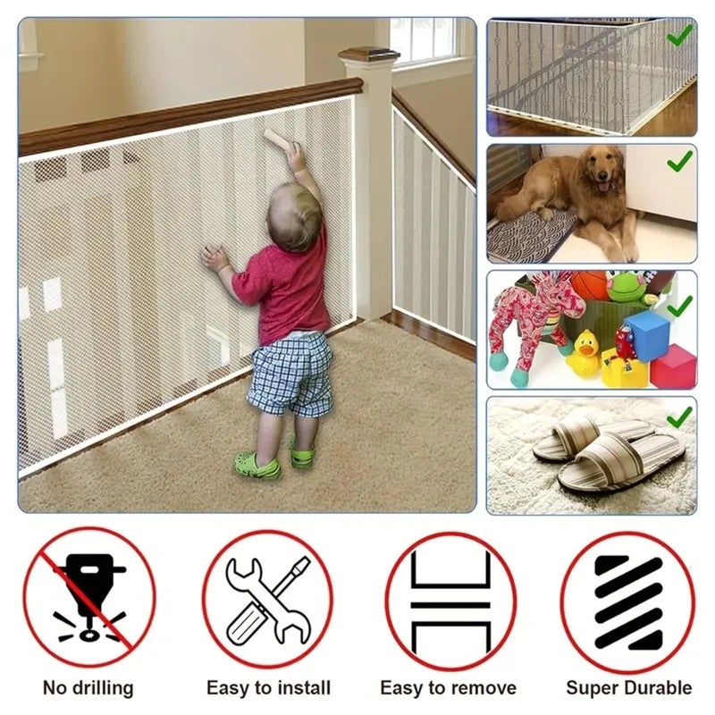White Fine Mesh Safety Net For Stairs Balcony 78cmX450cm - Image 5