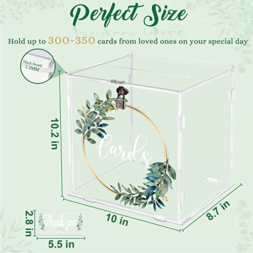 OurWarm Acrylic Wedding Card Box with Lock DIY Gift Card Box for Wedding Reception with Slot Clear Wedding Envelope Money Card Box for Party Graduation Baby Shower Birthday Decorations - Image 3