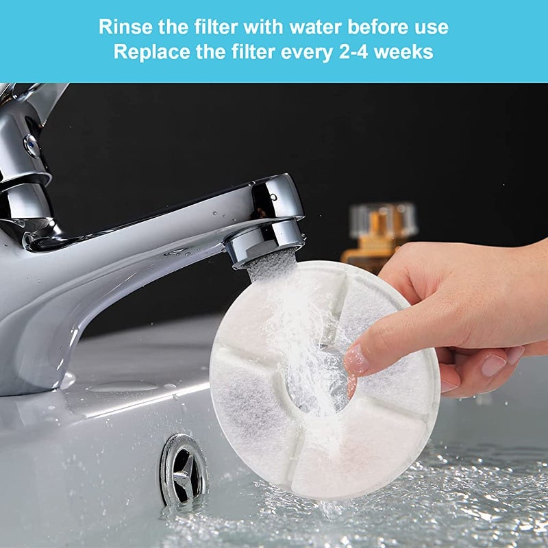 Qpets® ® 6 pcs Cat Water Fountain Filter Replacement Cat Fountain Filter Arc-Shaped Washable Pet Fountain Filters with Triple Filtration System Activated Carbon - Image 5