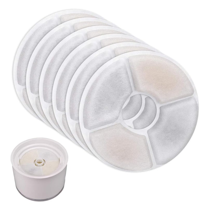 Qpets® ® 6 pcs Cat Water Fountain Filter Replacement Cat Fountain Filter Arc-Shaped Washable Pet Fountain Filters with Triple Filtration System Activated Carbon - Image 1