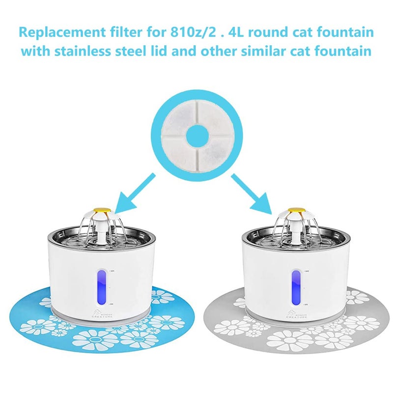 Qpets® ® 6 pcs Cat Water Fountain Filter Replacement Cat Fountain Filter Arc-Shaped Washable Pet Fountain Filters with Triple Filtration System Activated Carbon - Image 3