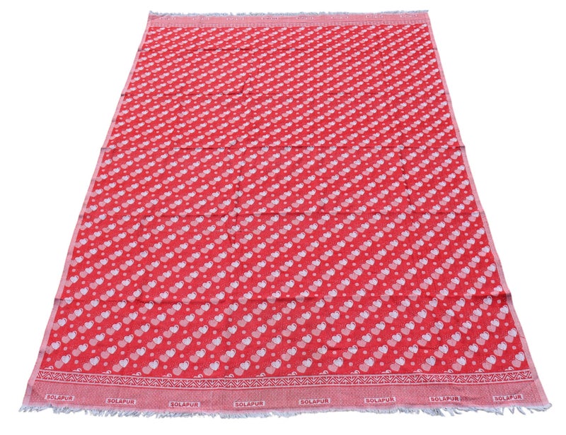Mandhania Mayur Solapur Chaddar 100% Cotton Dailyuse Single Bed Blanket Pack of 1 Maroon - Image 2