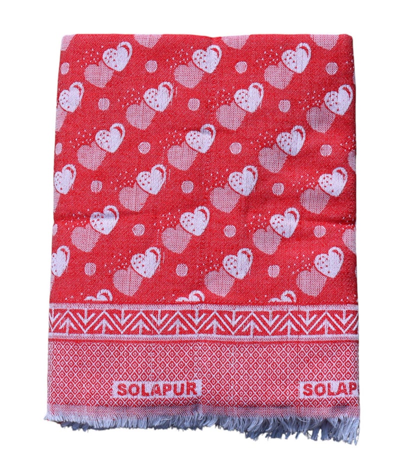 Mandhania Mayur Solapur Chaddar 100% Cotton Dailyuse Single Bed Blanket Pack of 1 Maroon - Image 4