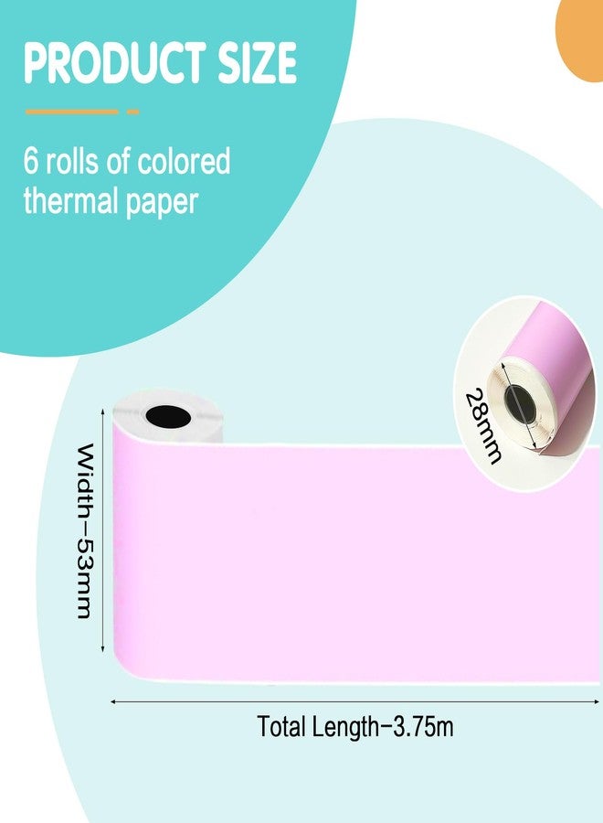 HiABNRT 6 Rolls 53mm Mini Thermal Printer Stickers Paper, Multicolor Mini Printer Sticker Paper, Photo Printer Labels Paper, Compatible M02/T02, Kids Instant Camera, To-do Lists, Notes, Black, Photo - Image 4