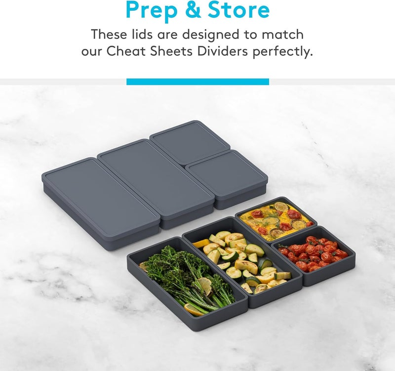Prepd Cheat Sheets Lids - Silicone Bakeware Lid for Modular Sheet Pan Dividers - 4 Nonstick, Oven, Microwave, Dishwasher, Fridge & Freezer-Friendly Sheet Pan Divider Lids for Cooking & Storage - Image 2