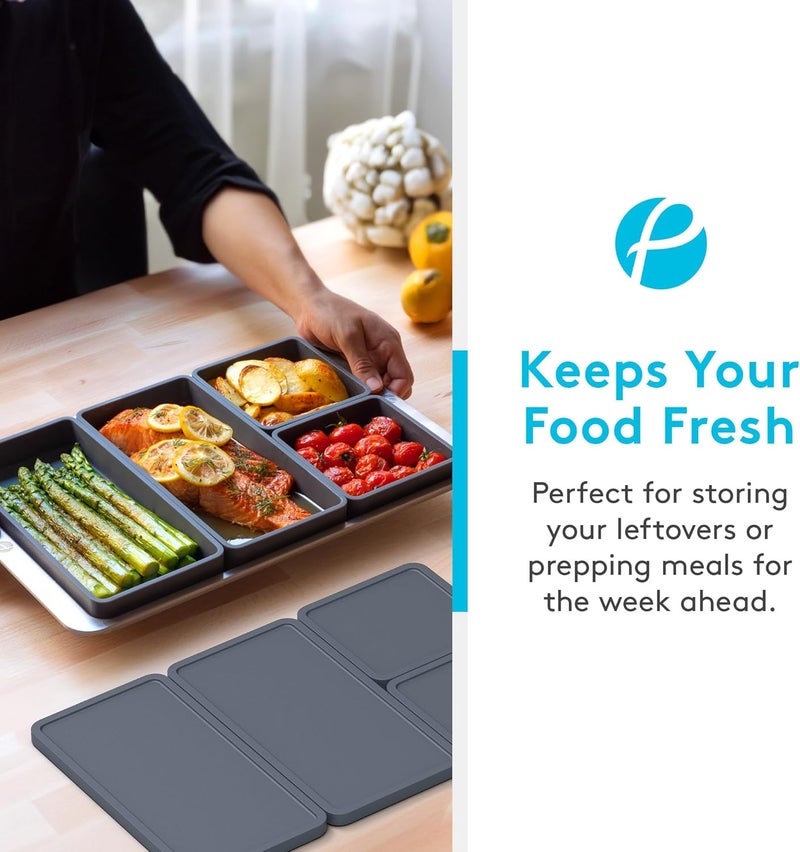 Prepd Cheat Sheets Lids - Silicone Bakeware Lid for Modular Sheet Pan Dividers - 4 Nonstick, Oven, Microwave, Dishwasher, Fridge & Freezer-Friendly Sheet Pan Divider Lids for Cooking & Storage - Image 3