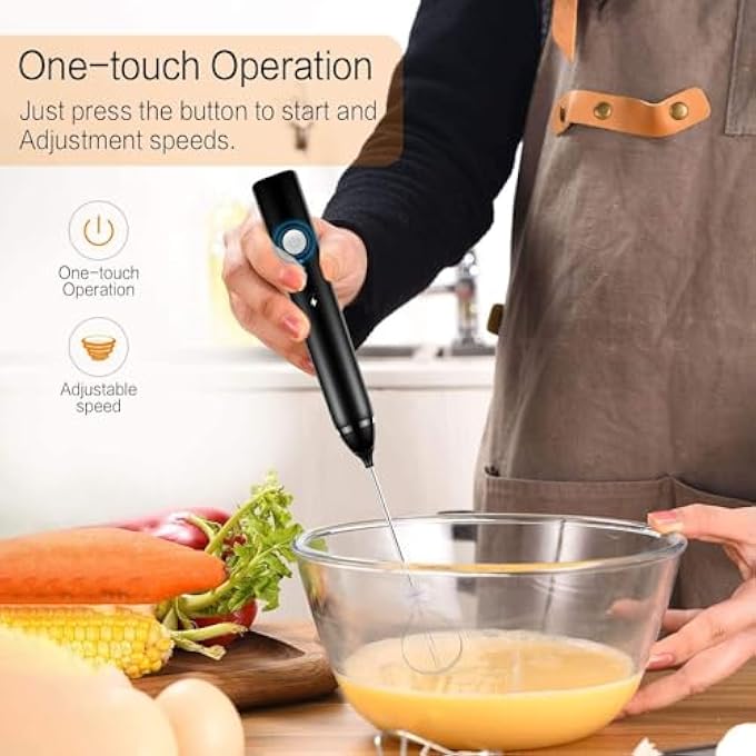 Spaceshoop Milk Coffee Frother Electric Whisk Handheld Milk Frothers Usb Rechargeable 3Speed Force Adjustment Milk Bubbler 2 In 1 Milk Bubbler Perfect For Coffee Latte Cappuccino - Image 4