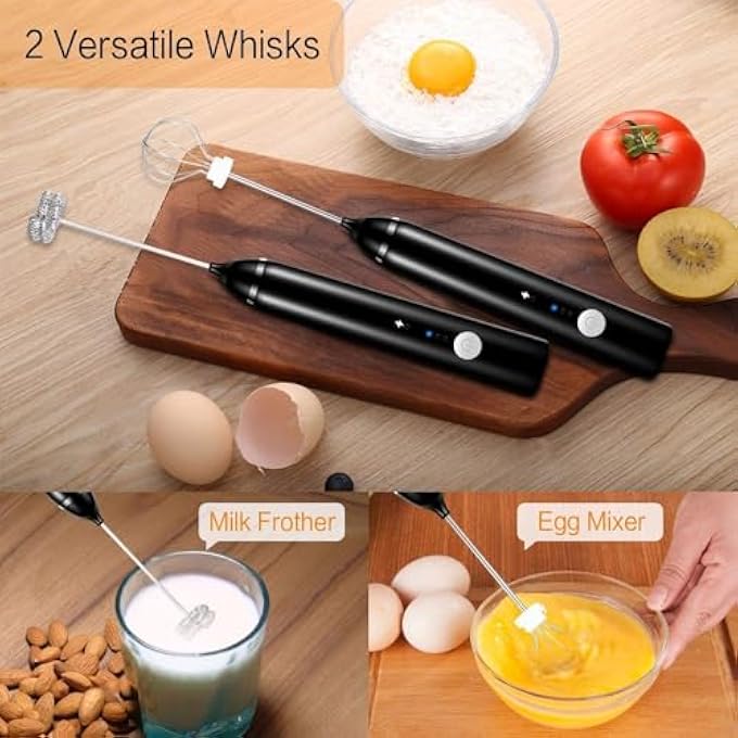 Spaceshoop Milk Coffee Frother Electric Whisk Handheld Milk Frothers Usb Rechargeable 3Speed Force Adjustment Milk Bubbler 2 In 1 Milk Bubbler Perfect For Coffee Latte Cappuccino - Image 5
