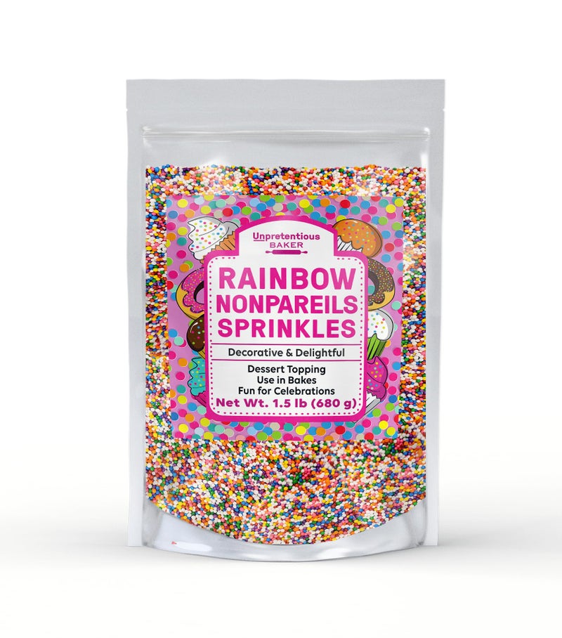 Rainbow Nonpareils Sprinkles By Unpretentious Baker 15 lb Round Sprinkles Gluten Free Clear Resealable Bag