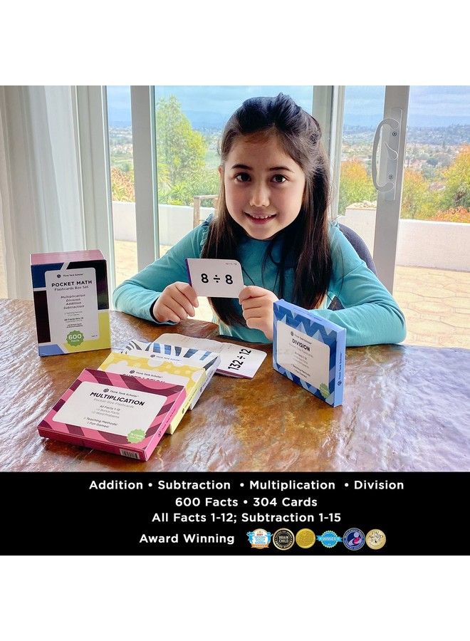 Think Tank Scholar Math Flash Cards (600 Facts Box Set) Addition Subtraction Multiplication Division 10 Games Toddlers 24 Kids Ages 48 In Kindergarten 1St 2Nd 3Rd 4Th 5Th 6Th Grade  - Image 3