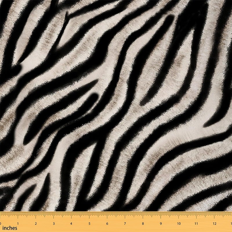 Castle Fairy Zebra Skin Pattern Fabric by The Yard for Chairs African Wild Animal Upholstery Fabric for Arts DIY Black and White Stripes Decorative Waterproof Outdoor Fabric(No Real Fur),1 Yard - Image 1