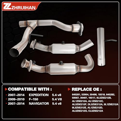 ZHRUIHAN Left and Right 2-PC Catalytic Converter Kit Compatible with F-150 2009-2010 5.4L, Expedition 2007-2014 5.4L, Navigator 2007-2014 5.4L, Reference OE: 645281 53904 30496 19318, EPA Compliant - Image 2