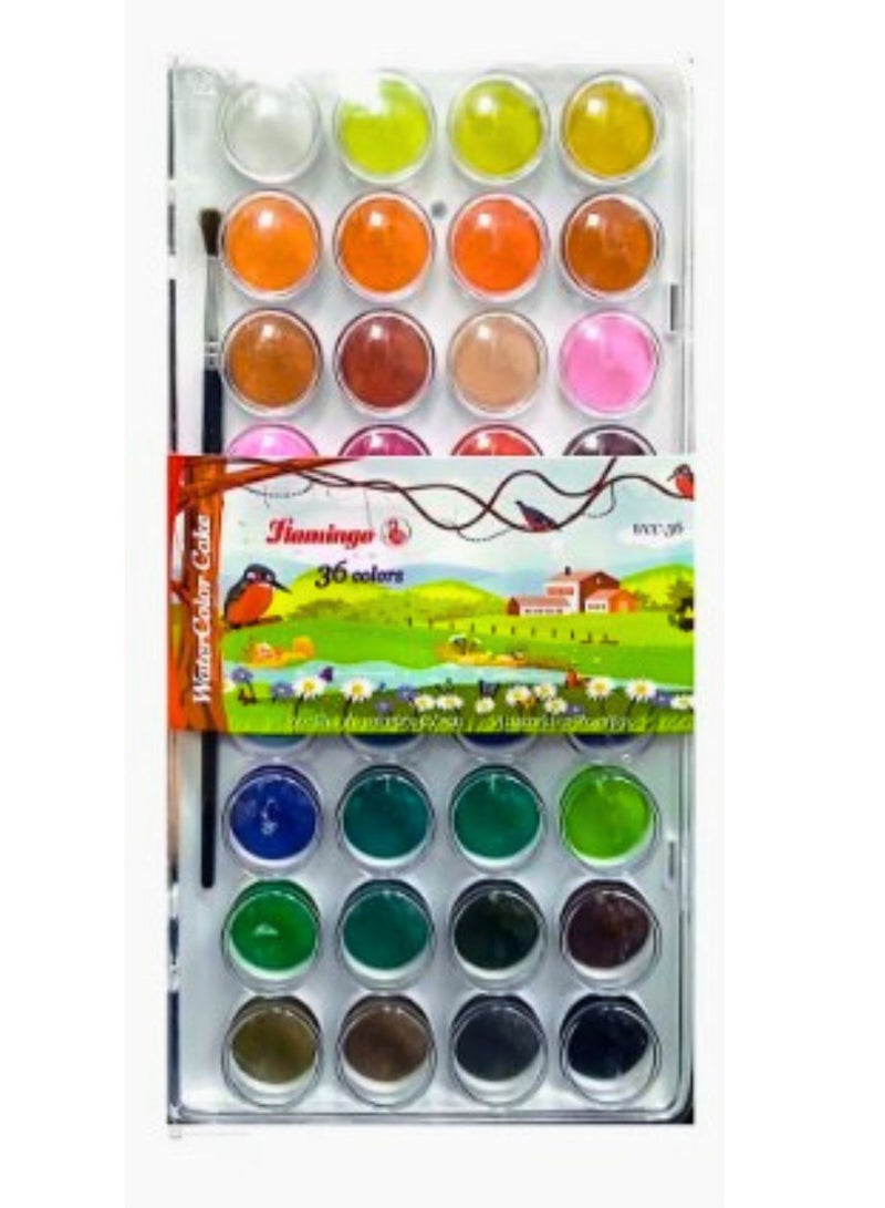 Flamingo Watercolor Kids Paint 36 Colors Aquarelle paint Palette