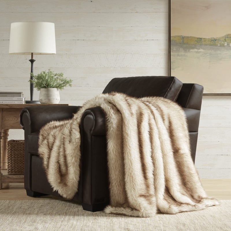 Hyde Lane Faux Fur Throw Blanket - Ultra Long Pile, Luxury Fluffy Fox Golden with Brown Tipped Throws for Couch Sofa Decoration, Fuzzy Plush Blankets for Women, 50x60 - Image 2