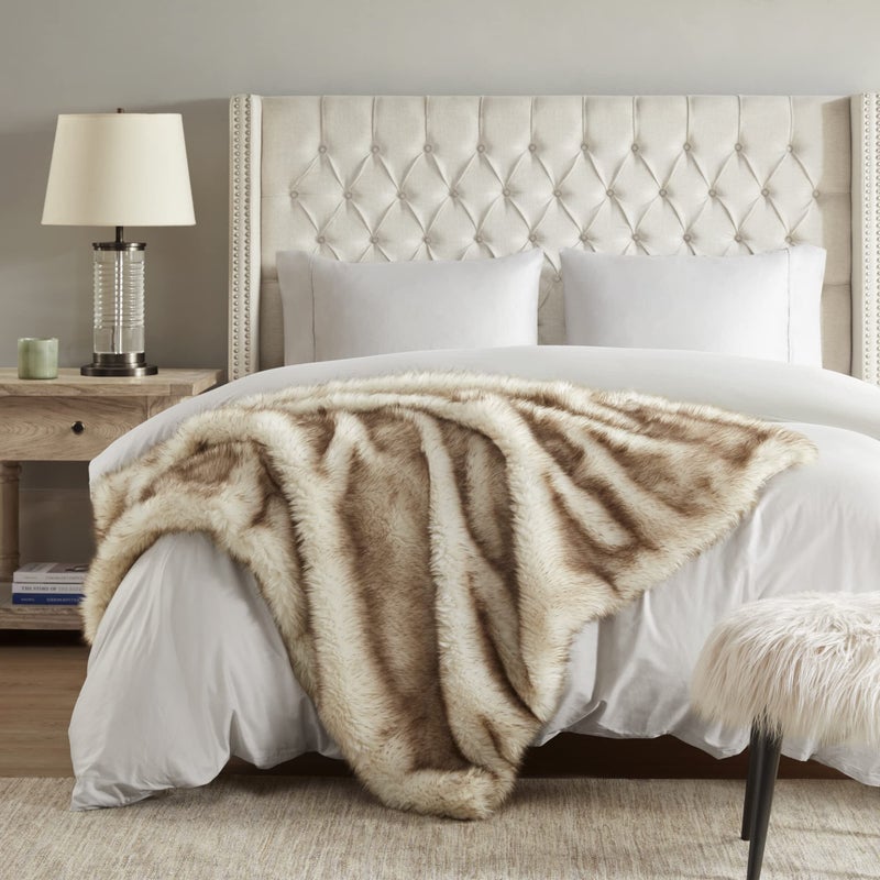 Hyde Lane Faux Fur Throw Blanket - Ultra Long Pile, Luxury Fluffy Fox Golden with Brown Tipped Throws for Couch Sofa Decoration, Fuzzy Plush Blankets for Women, 50x60 - Image 3