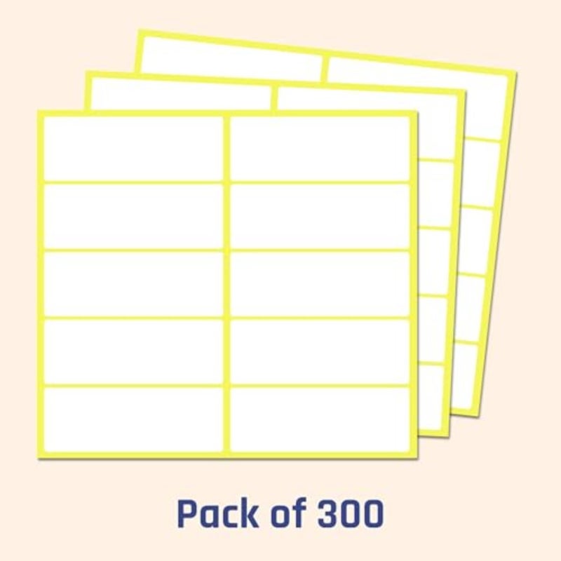300 قطعة - ملصقات بيضاء لاصقة للكتابة عليها، ملصقات لاصقة فارغة لوضع الملصقات - 3.3 بوصة × 1 بوصة - Image 2