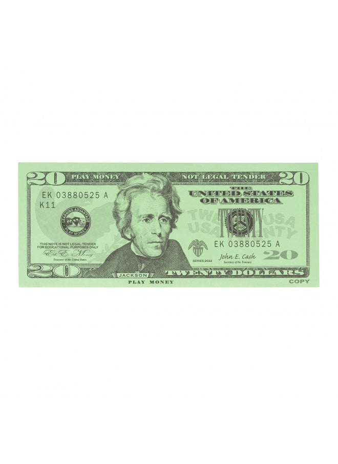 Learning Advantage LEARNING ADVANTAGE Twenty Dollar Play Bills - Set of 100 $20 Paper Bills - Teach Currency, Counting and Math with Play Money  - Image 3