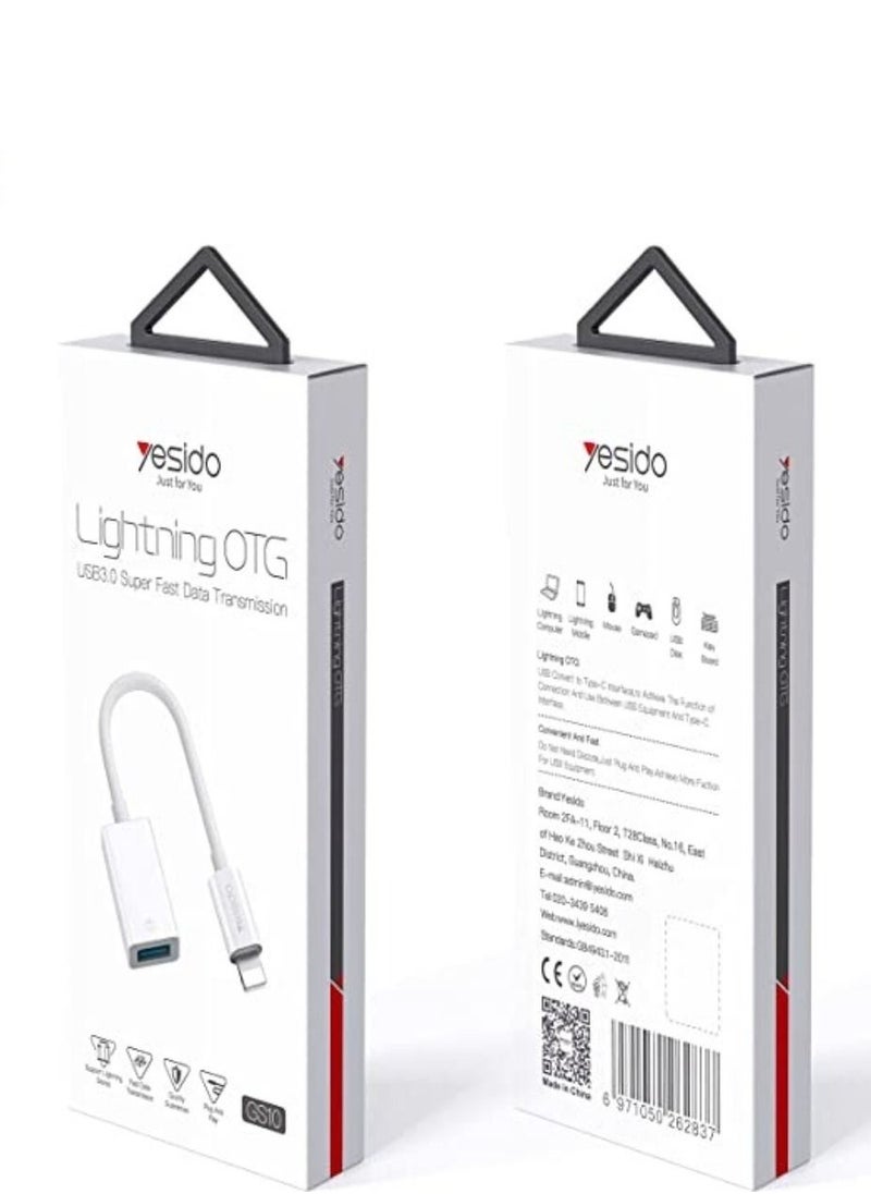 - Premium Quality Lightning OTG/USB 3.0 Super Fast Data Transmission (White)