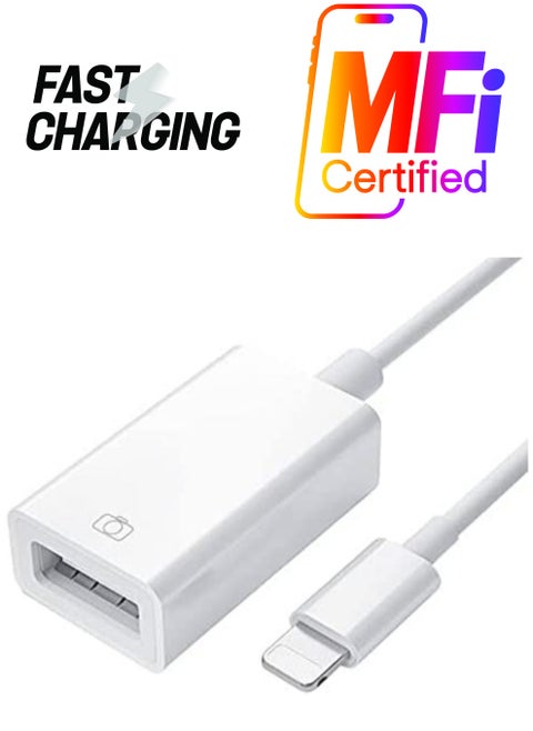 - Premium Quality Lightning OTG/USB 3.0 Super Fast Data Transmission (White)