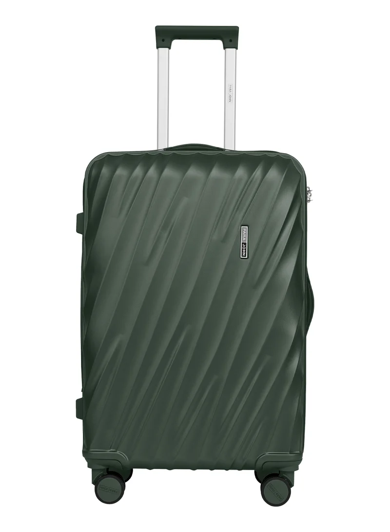 PARAJOHN Swirl Series Premium ABS Material 3-Piece Hardsided Luggage Set |Dual 4-Spinner Wheels | Small (10kg), Medium (20kg), Large (30kg) -Green