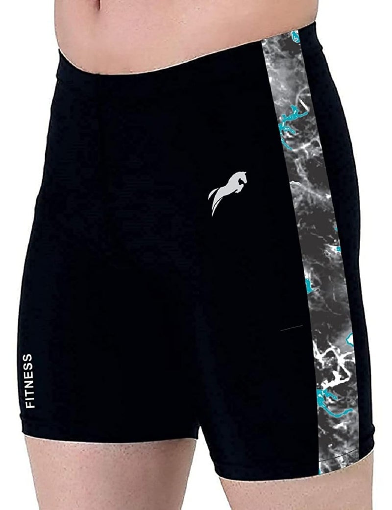 JUST RIDER Swimming Tshirts with Tights Compression Stretchable with Flat Look Top Sleeveless Tights T-Shirt for Sports Gym Short Combo (XL, Black) - Image 4