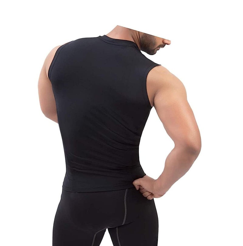 JUST RIDER Swimming Tshirts with Tights Compression Stretchable with Flat Look Top Sleeveless Tights T-Shirt for Sports Gym Short Combo (XL, Black) - Image 3