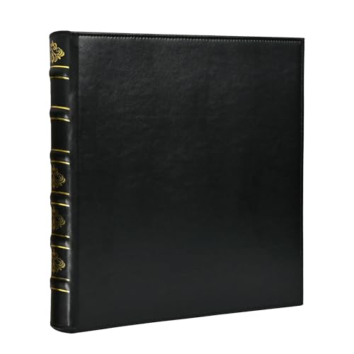 LETVPVOW Vintage Hardback 3 Ring Binder 1 Inch, Professional Leather Binder 3 Ring, Three Ring Binders Fits 8.5" x 11", D Ring Binders for Photo Album, Home, School and Office Supplies- Black - Image 1