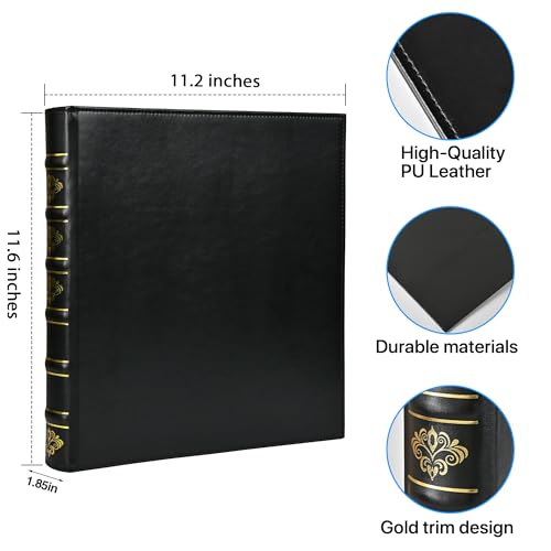 LETVPVOW Vintage Hardback 3 Ring Binder 1 Inch, Professional Leather Binder 3 Ring, Three Ring Binders Fits 8.5" x 11", D Ring Binders for Photo Album, Home, School and Office Supplies- Black - Image 2