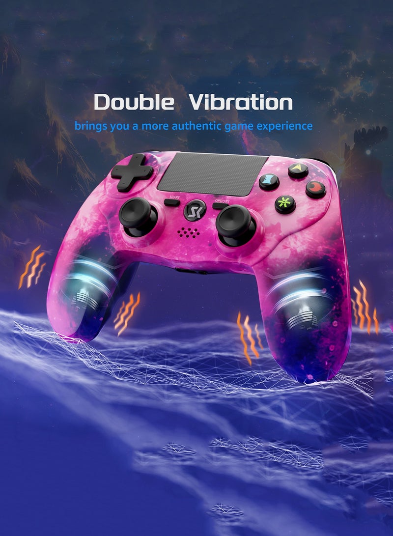 Wireless Controller for PS4 Support Double Vibration 6-Axis Motion Sensor Sensitive Touch Pad Built-in Speaker  Stereo Headphone Jack Compatible with PS 4 (Pink) - Image 2