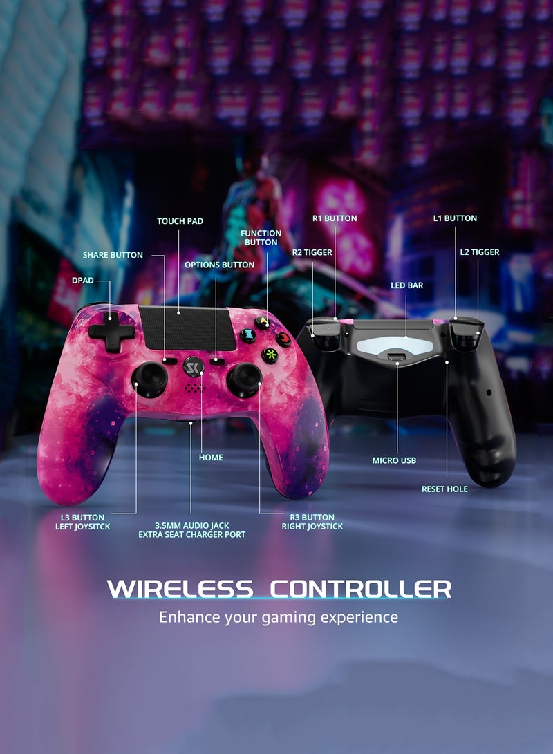 Wireless Controller for PS4 Support Double Vibration 6-Axis Motion Sensor Sensitive Touch Pad Built-in Speaker  Stereo Headphone Jack Compatible with PS 4 (Pink) - Image 5