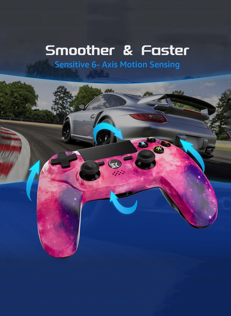 Wireless Controller for PS4 Support Double Vibration 6-Axis Motion Sensor Sensitive Touch Pad Built-in Speaker  Stereo Headphone Jack Compatible with PS 4 (Pink) - Image 3