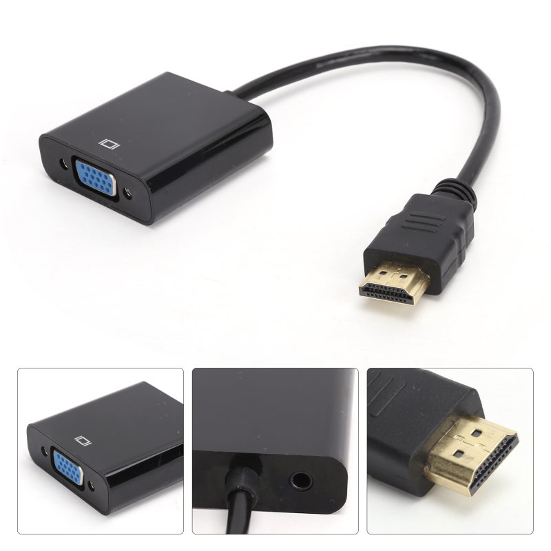 HD Multimedia Interface to VGA Converter Cable with 3.5mm Audio Adapter Black - C Chip Clear Image Conversion for Laptop Projector HDTV - Image 4