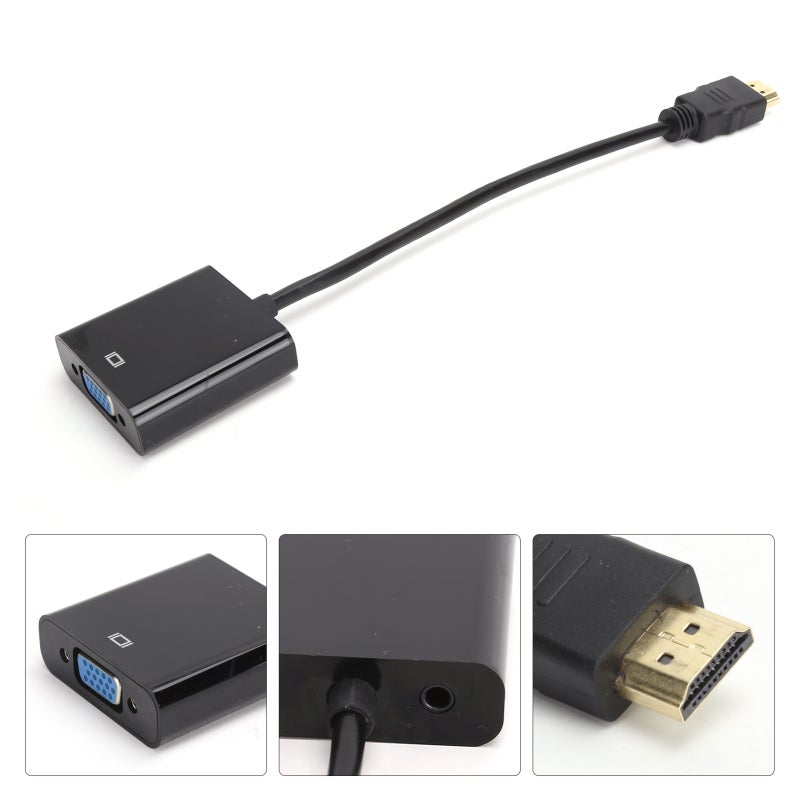 HD Multimedia Interface to VGA Converter Cable with 3.5mm Audio Adapter Black - C Chip Clear Image Conversion for Laptop Projector HDTV - Image 5