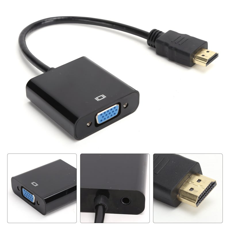 HD Multimedia Interface to VGA Converter Cable with 3.5mm Audio Adapter Black - C Chip Clear Image Conversion for Laptop Projector HDTV - Image 3