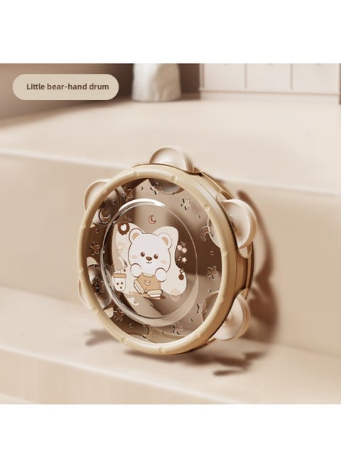 Early Education Percussion Instruments Tambourine Enlightenment Infants Can Bite Hand Rattle Children's Tooth Gel Toys Hand Drum-Color:Brown Bear [hand Drum] Opp Bag