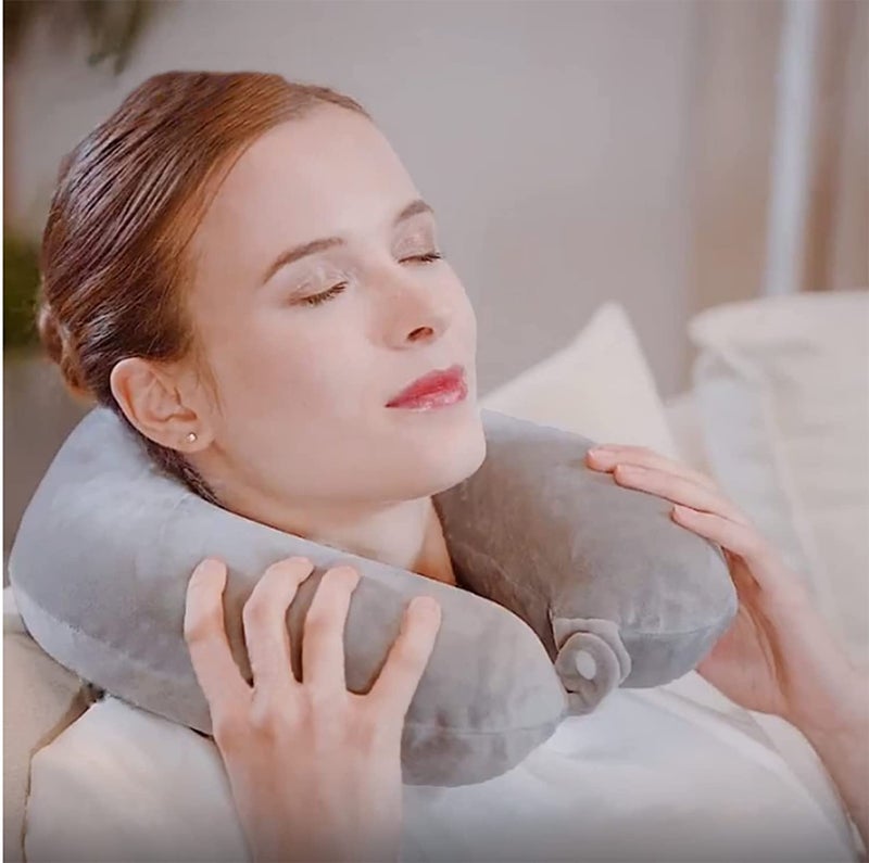 Fluffy's Luxurious Portable Travel Pillow - Perfect Micro Fiber Neck Support Pillow,Luxury Compact & Lightweight Quick Pack for Camping,Sleeping Rest Cushion (Single, Grey, Pack of 1), Holland Fabric - Image 2