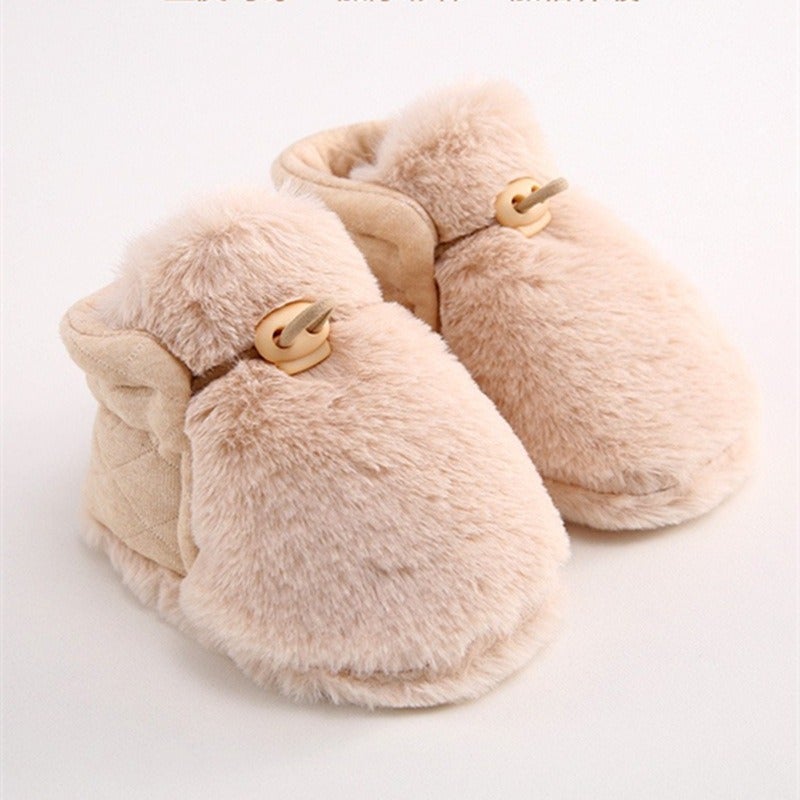 Wei Pu Xiao Lu Baby Winter Fleece Booties Soft Sole First Walkers Warm Non-Slip Shoes for Toddlers - Image 1